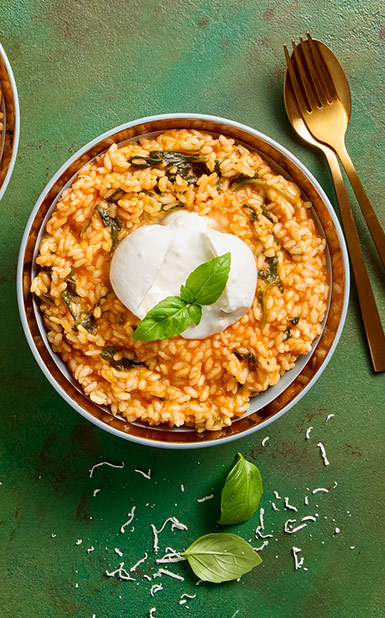 Risotto de tomate e espinafres