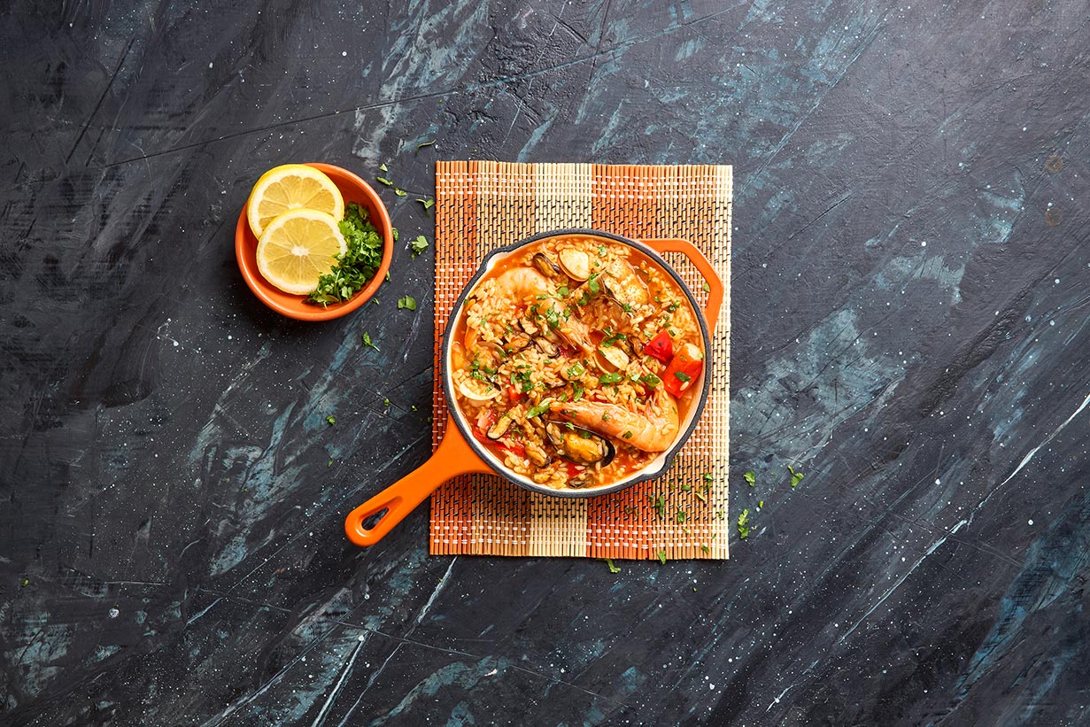 Arroz de marisco congelado