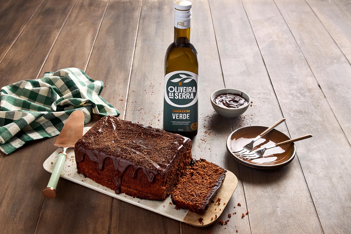 Bolo de chocolate e azeite