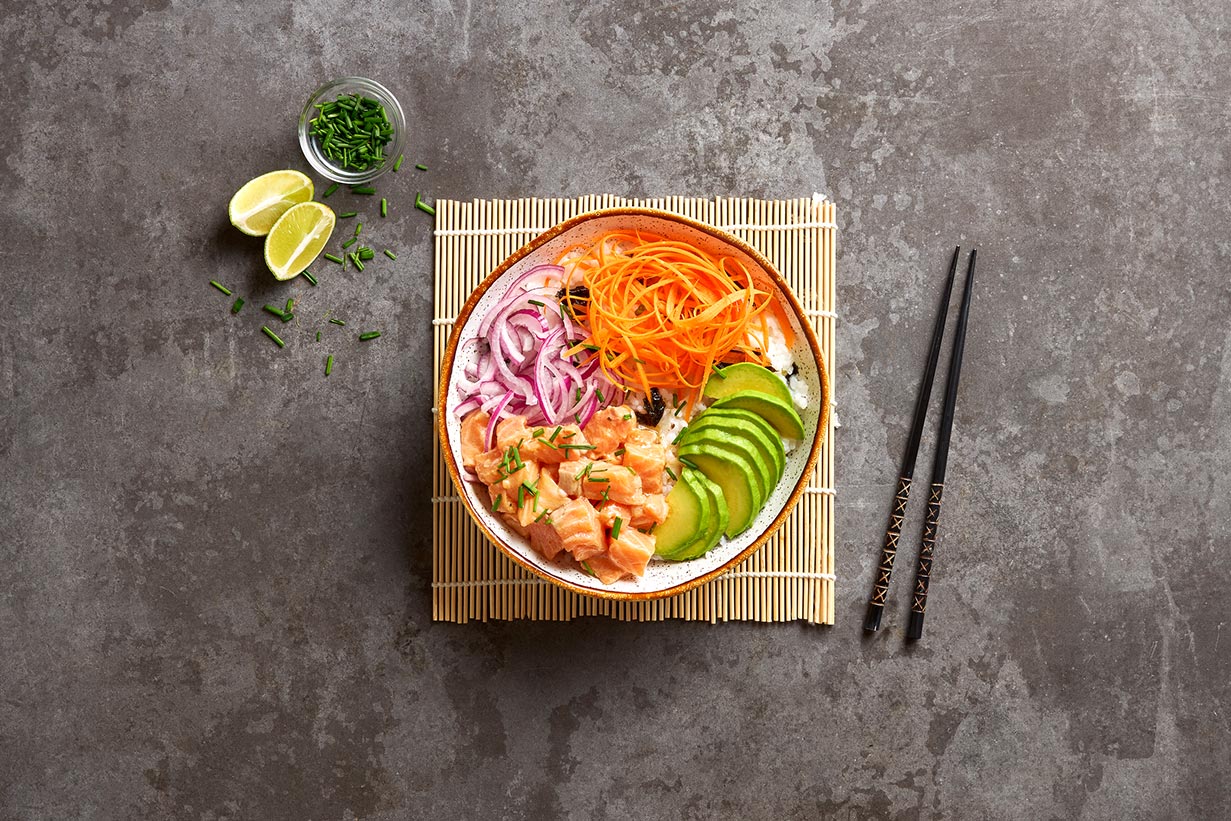 Poké bowl de salmão