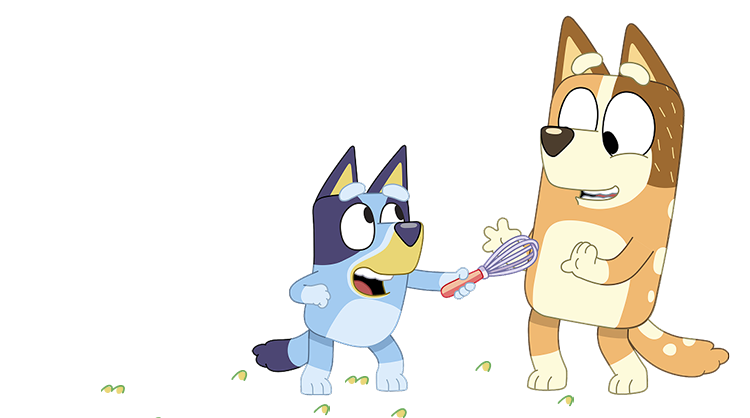 Bluey e Bingo a cozinhar